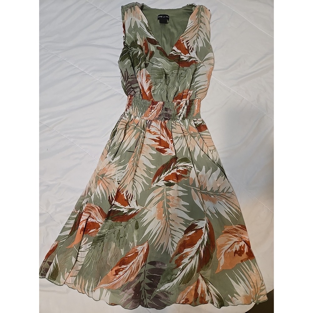 Kate And Lily Sleeveless Floral  Print V-Neck Dress Lined Fit And Flare Size 8